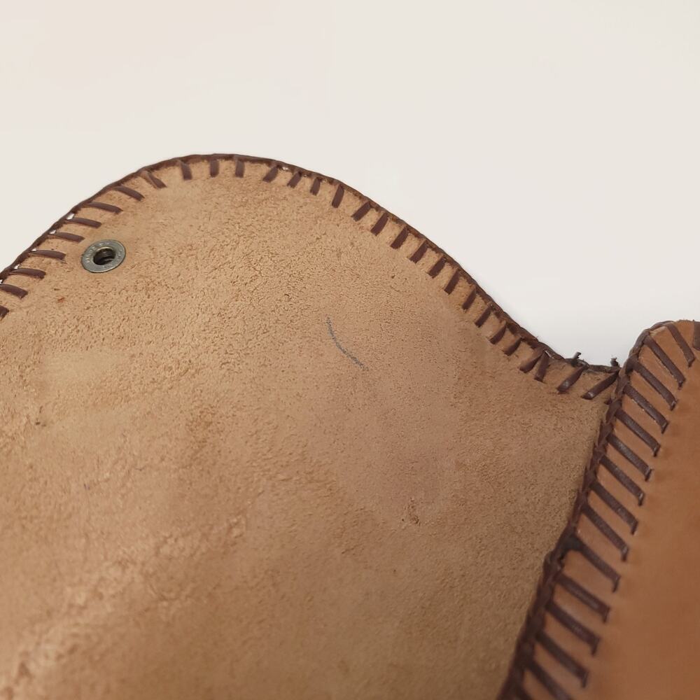 Leather Bag Case Pouch Book Holder Small Pencilcase Artist Brown Embossed Bible - Picture 4 of 11
